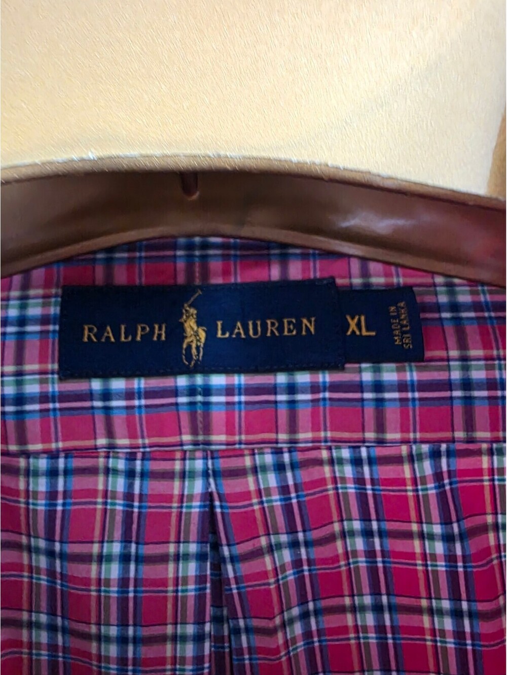 Ralph Lauren XL Pink, Blue and White Plaid Long Sleeve Button-Up Shirt